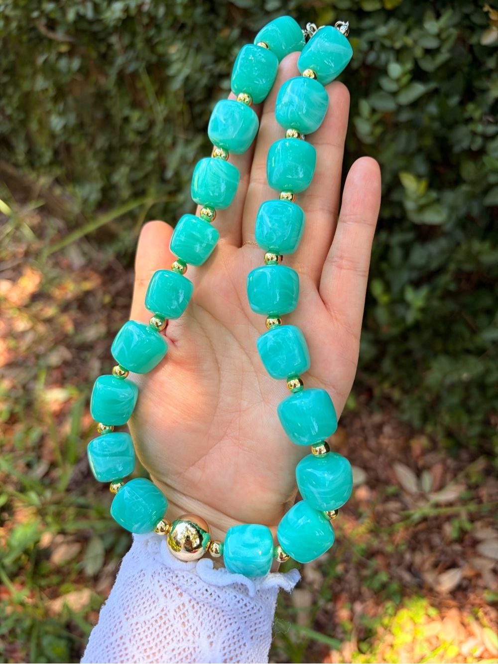Turquoise Beaded Statement Necklace - Jewelry - Picture 2 of 3